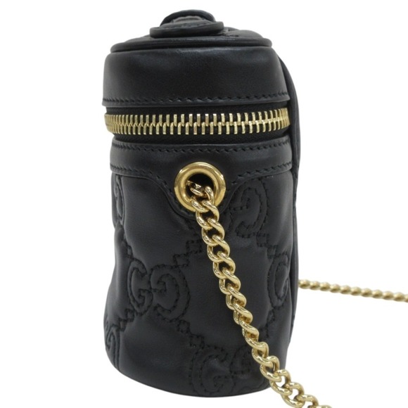 GUCCI GG Matelasse Mini Top Handle Bag Black 723770 2way Chain Shoulder - Picture 2 of 16